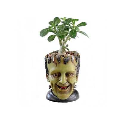 Youfui Funny Planters Head Planter for Indoor Plants, Succulent Pot with Drainage Hole Fairy Garden Resin Cactus Pencil Holder Desk Storage Gift for Women Men Plant Pot