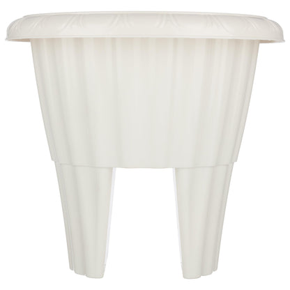 Railing Planter Box 2-Pack - 13.5-Inch Round Outdoor Flower Pots with Drainage Inserts - 2.64-Gallon Outdoor Planters for Porch, Deck, Fence, or Balcony Railings 3” - 3.75” Wide by Pure Garden (White)