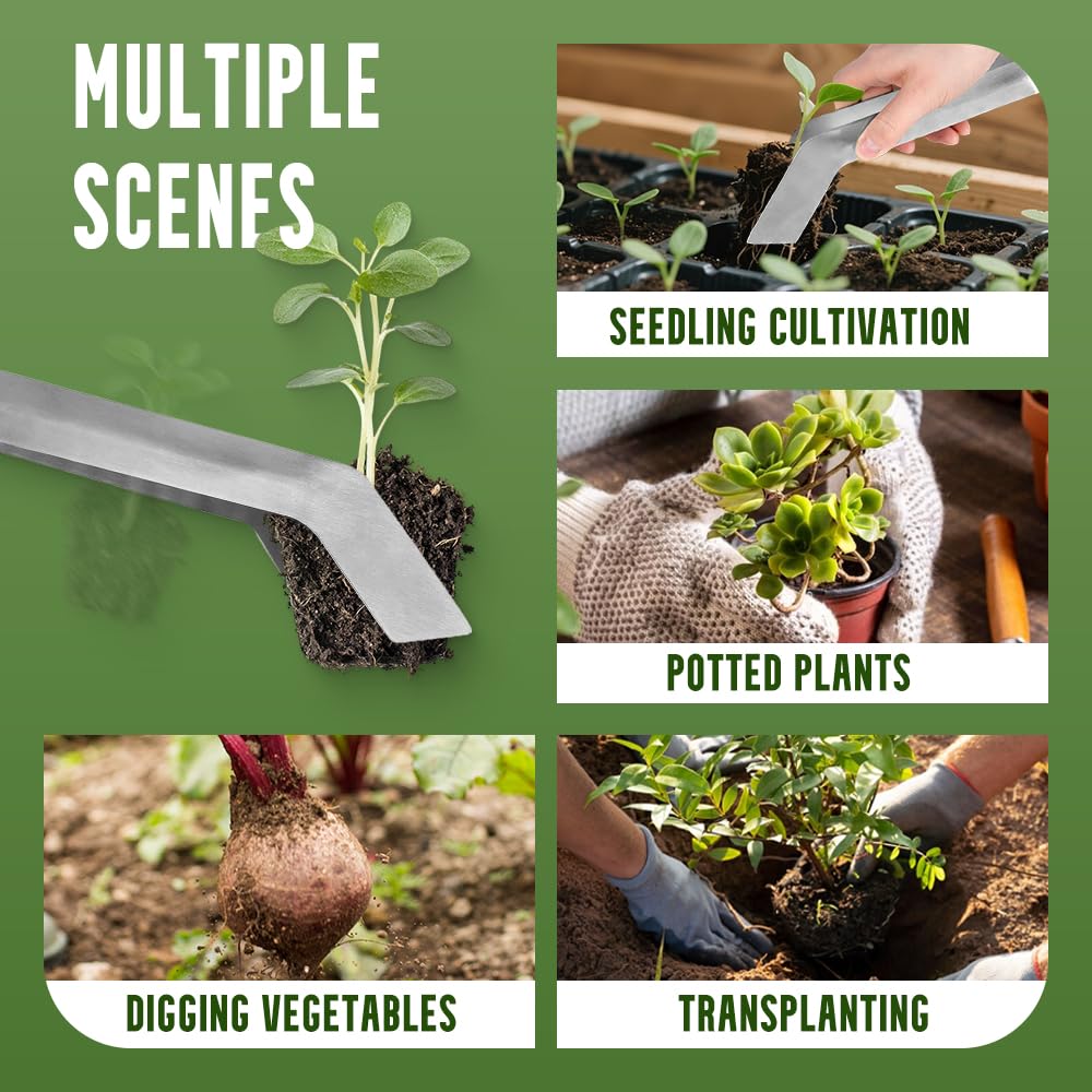 Seedling Transplant Tongs, Stainless Steel Seedling Remove Transplanting Pliers, Anti-Slip Grasp Tips Gardening Plants Transplant Tongs for Reducing Root Damage (2PCS, Large)