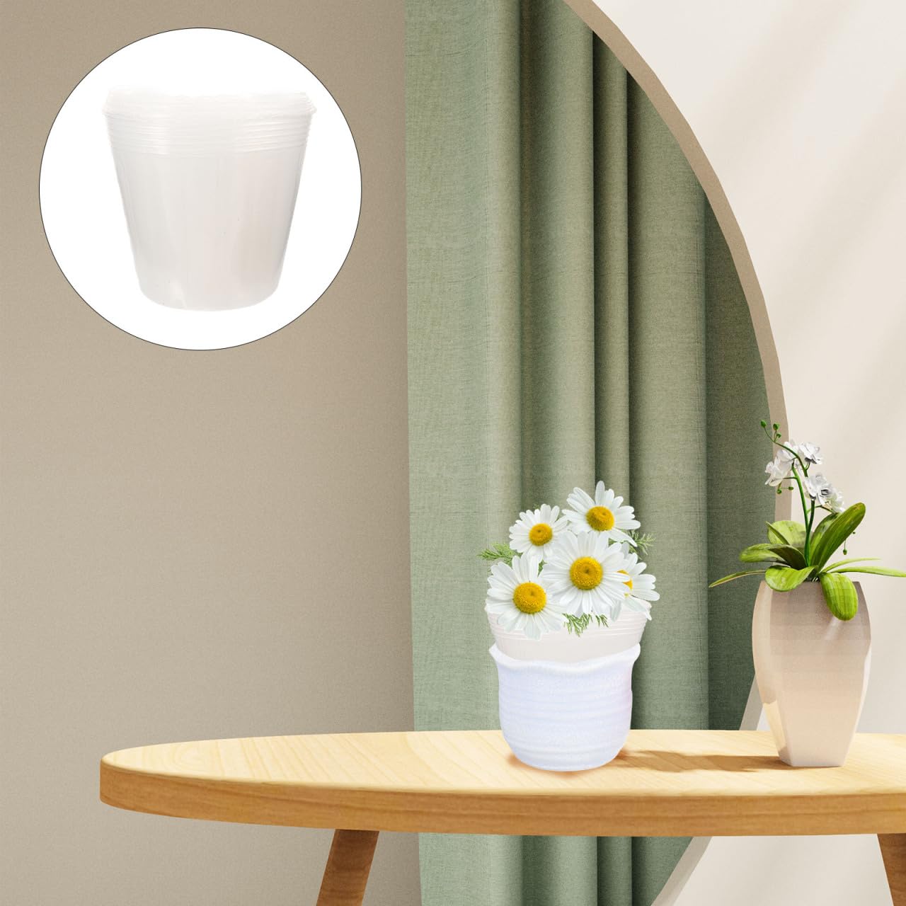 Yardenfun Clear Plastic Plant Pot Liners with Drainage Holes 6.10X5.70X4.52 Inches Set of 10 Nursery Pot Inserts for Garden Balcony Home Planting