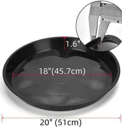 GRESPRI Black Plant Saucer 20 Inches for Indoors/Outdoors, 3 Packs Bonsai Planter Pot Saucer 18 Inches Base Extra Large Plant Trays for Pots.