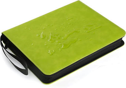 GERMUN 3 Ring 9 Pocket Zipper Card Binder, 720 Double Sided Standard PU Trading Card Album Folder for TCG & Sports Cards, Not Fit Top Loaders (Grass Green)