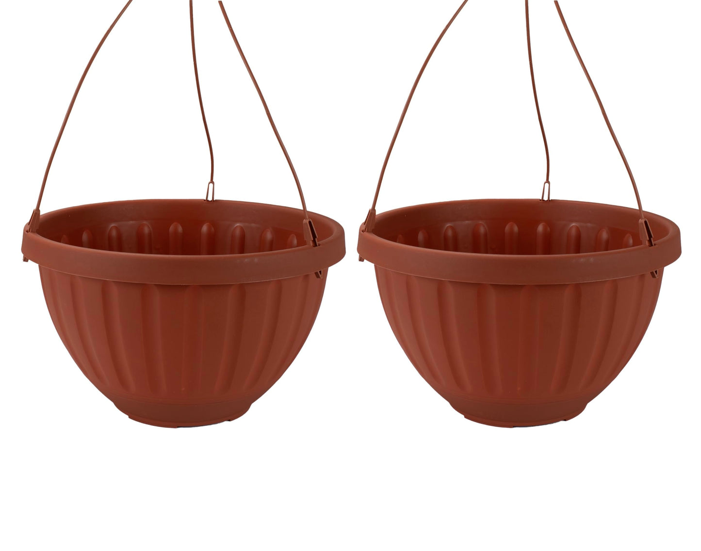 The HC Companies 12 Inch Terra Roma Hanging Planter for Indoor Plants - Round Plant Hanging Basket with Drainage Hole, Clay (Pack of 2)