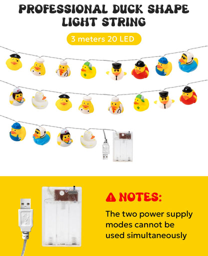 AceList 20 LED Duck String Lights - Battery Operated, 9.8ft Long, Yellow Duckling Decor for Kids Bedrooms and Play Areas