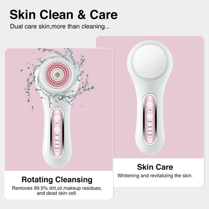 Face Scrubber Exfoliator,Facial Cleansing Brush Rechargeable IPX7 Waterproof with 5 Brush Heads,Electric Face Spin Brush for Exfoliating, Massaging and Deep Cleansing