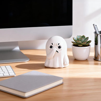 orenm Holding Nose Ghost Figurines - Cute Halloween Decor Indoor Resin Ghost Figurines,Funny Bathroom or Shelf Knick Knacks Statue,Home Bedroom Office Desk Decor Art,Gifts for Ghost Lovers