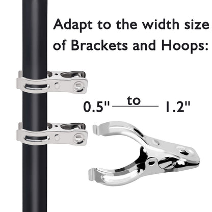 BESTEEL Upgraded 100 PCS Garden Clips, Greenhouse Clamps 100% Stainless Steel Heavy Duty Greenhuose Clips for Netting - Strong Grip to Hold Down Shade Cloth or Plant Cover on Garden Greenhouse Hoops