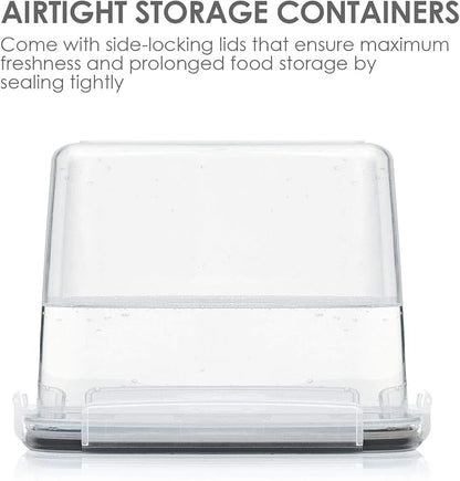 Vtopmart Food Storage Containers 3.3 quart / 3.6L, 4 Pieces BPA Free Plastic Airtight Canister for Flour, Sugar, Baking Supplies, with 4 Measuring Cups and 24 Labels,Black