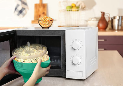 The Original Korcci Microwaveable Silicone Popcorn Popper, Microwave Popcorn Popper, Collapsible Microwave Popcorn Maker Bowl, No Oil Required, Use In Microwave, Dishwasher Safe (Blue)