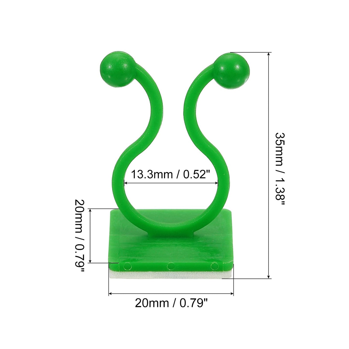 uxcell 100Pcs Plant Climbing Wall Fixture Clips, Plant Fixer Self-Adhesive Hooks Wire Fixing Supporting for Indoor Outdoor Decoration and Cable Wire Fixing (Green, 13.3mm/0.52")