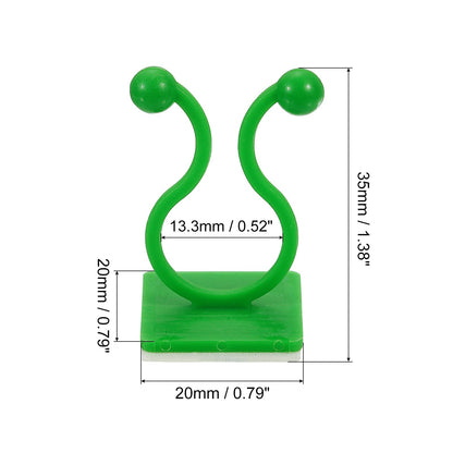 uxcell 100Pcs Plant Climbing Wall Fixture Clips, Plant Fixer Self-Adhesive Hooks Wire Fixing Supporting for Indoor Outdoor Decoration and Cable Wire Fixing (Green, 13.3mm/0.52")