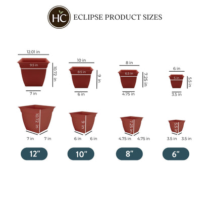 The HC Companies 10 Inch Eclipse Square Planter with Saucer – Indoor Outdoor Plant Pot for Flowers Vegetables Herbs, Clay