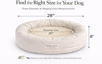 Round Dog Bed – Natural Canvas, Removable Washable Cover, Raw Cotton or Latex Fill, Hypoallergenic Non-Toxic, Made in USA (Natural, Medium, Firm Support – Raw Cotton)