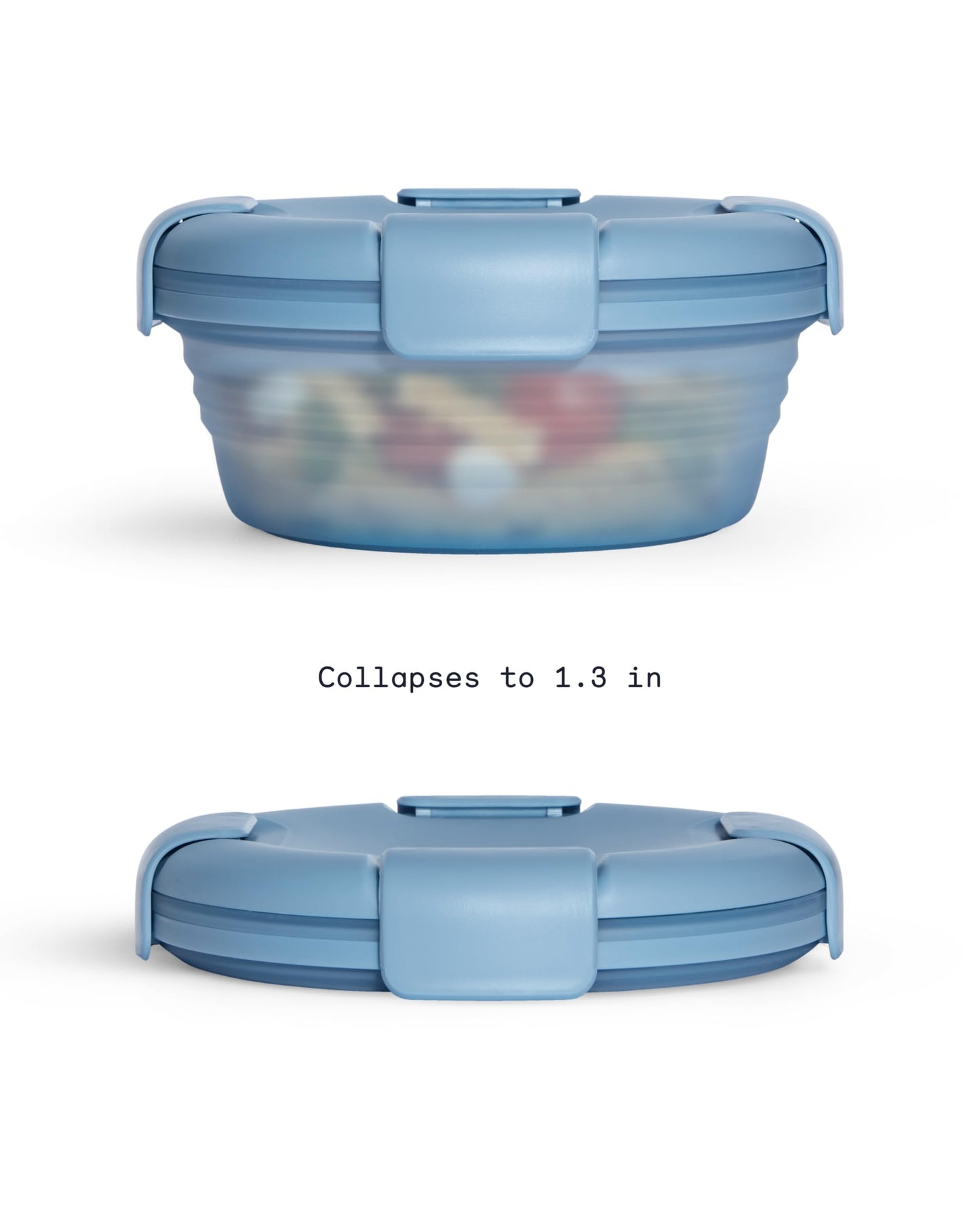 STOJO Collapsible Bowl - Translucent Denim Blue, 36oz - Reusable Silicone Bowl for Hot and Cold Food - Perfect for Travel, Meal Prep, To-Go Lunch, Camping & Hiking - Microwave & Dishwasher Safe