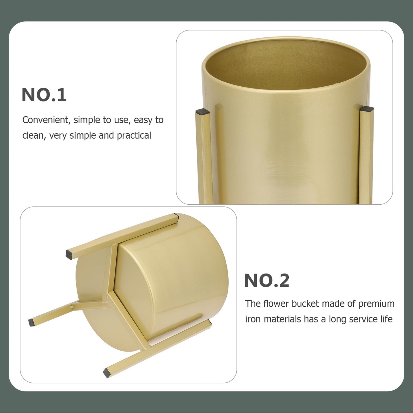 GANAZONO Gold Plant Stand Flower Pots Indoor Metal Plant Pot with Iron Stand Modern Round Decorative Flower Pot Indoor Planter Holder Gardening Pots Lawn Decoration Planters
