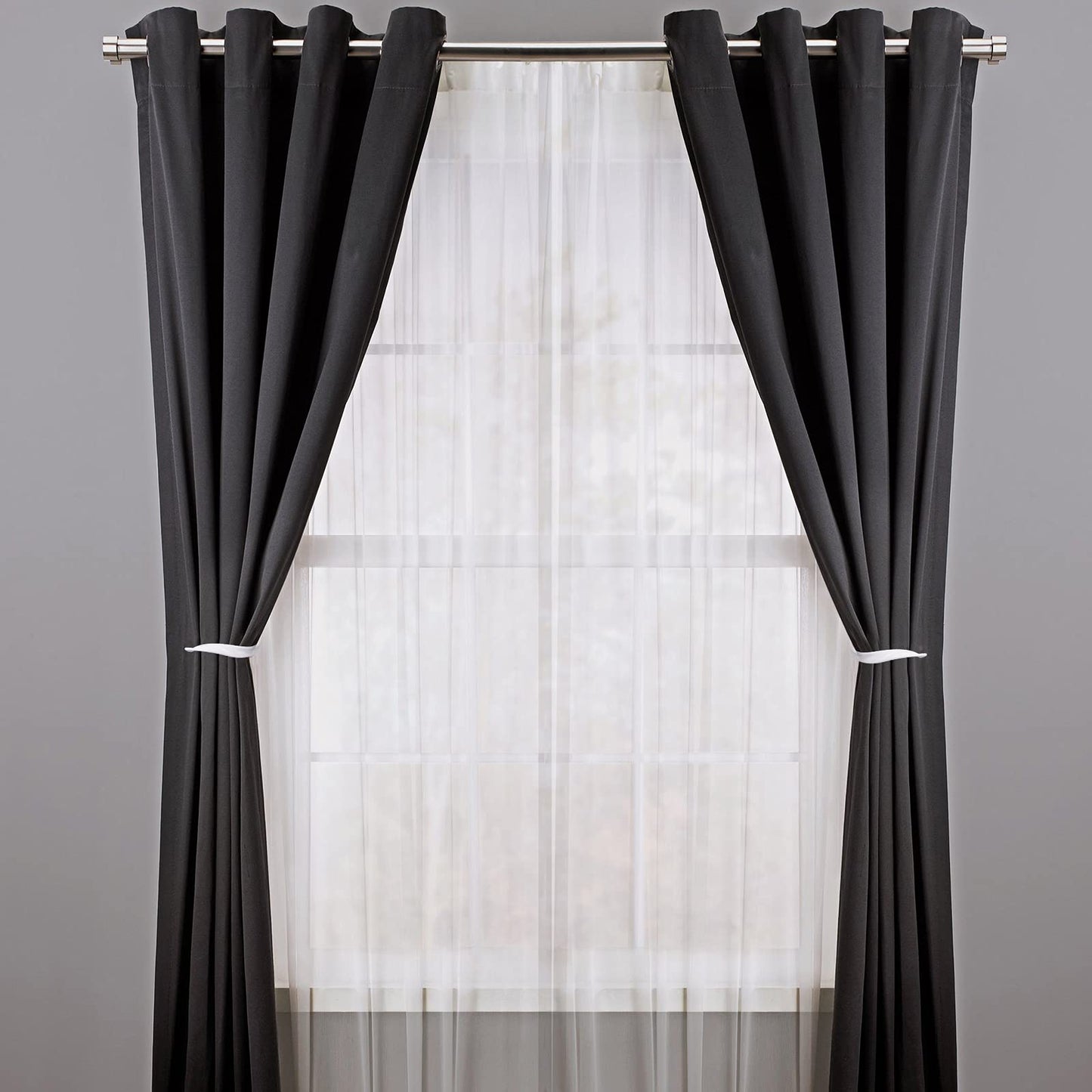 Sumnacon 2 Pcs Aluminum Alloy Curtain Holdbacks - Decorative Wall Mounted Drapery Tiebacks with Screws, Heavy Duty Window Treatment Holdbacks for Home Decor, White