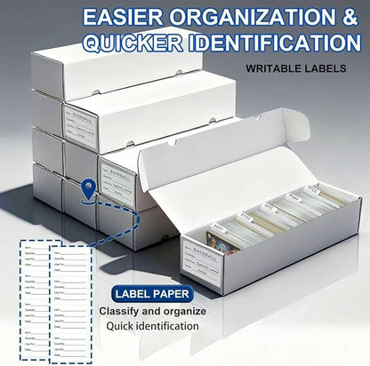 QINGUANG Trading Card Storage Box | 3 Pack • 1100 Count MTG Card Storage Box | with Dividers | White Corrugated Cardboard Sport Card Organizer for Basketball Card/TCG/Magic Collection