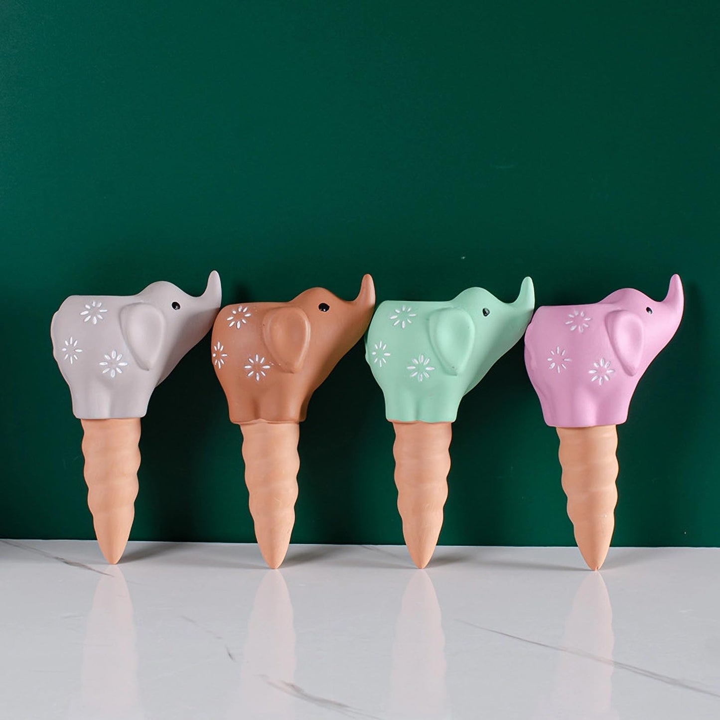 QinSuiKai 4 Pack Elephant Shape Terracotta Watering Spikes, Plant Watering Globes(Up to 7 Days of Watering), Automatic Plant Waterer for Indoor Outdoor Plants