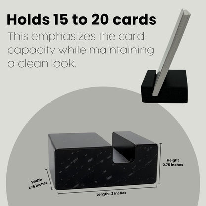 Vertical Business Card Holder for Desk - Black Granite Visiting Card Holder - Holds up to 20 Cards - Desktop Business Card Stand for Home & Office - Elegant & Luxurious Office Desk Accessories