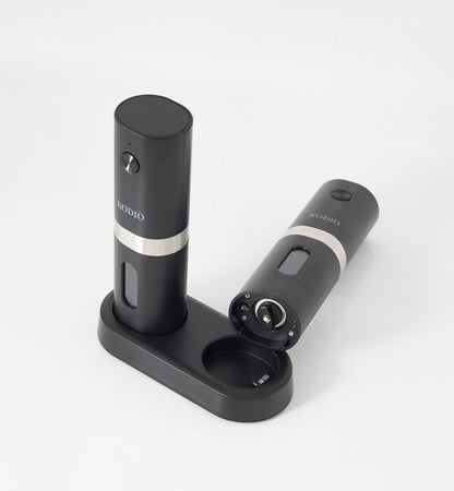 Electric Salt and Pepper Grinder Set, Rechargeable Base, Automatic Salt & Pepper Mill Refillable with USB Cables, Salt and Pepper Shakers, LED Light, One Hand Operation, 2 Adjustable Coarseness Mills