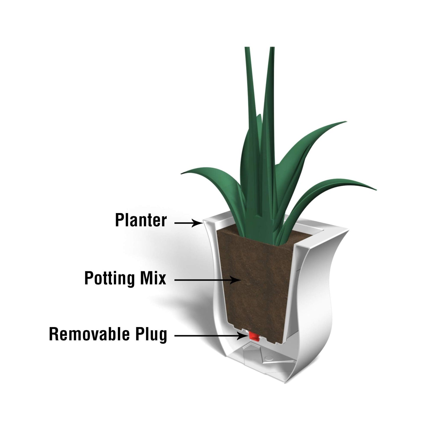 Mayne 5873-W Polyethylene Planter, White 16x16
