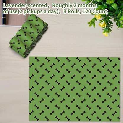 Green Dog Poo Bags Lavender scent -120 Large Biodegradable Poop Bags, Extra Thicken Strong Corn Starch Blended Compostable Leak Proof Poop Waste Bag for Dogs
