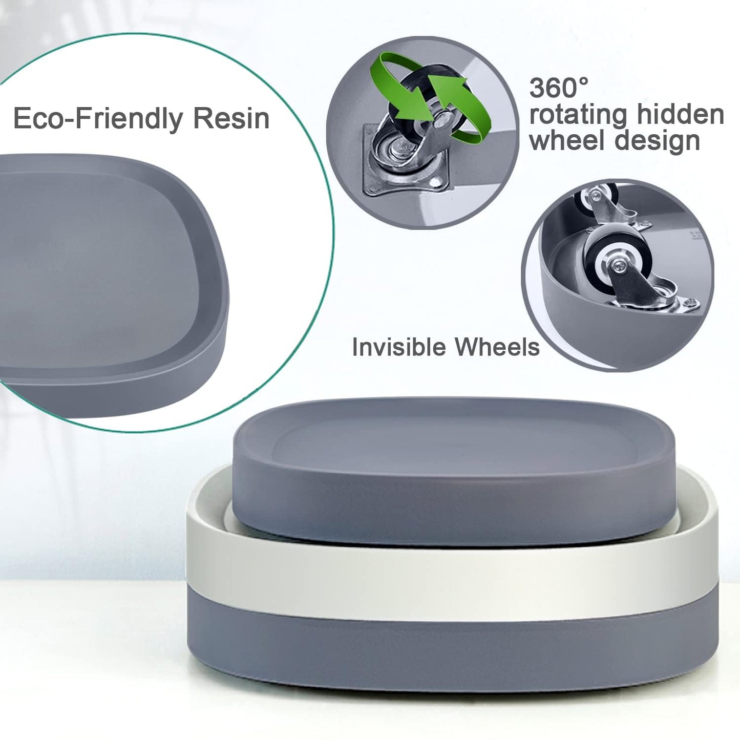 smayno 14.7 inches Plant Caddy with Wheels, Heavy Duty Rolling Plant Stand, 360° Silent Hidden Wheels, Indoor Outdoor Plant Dolly for Large Plant Pots & Flower Pots (Grey, 14.7inch)