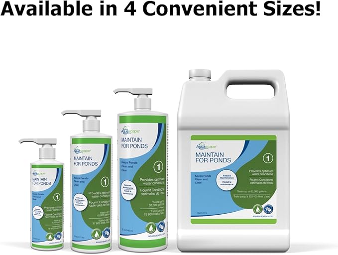 Aquascape MAINTAIN Water Treatment for Koi and Fish Ponds, Easy To Use, Powerful Blend of Beneficial Bacteria, Phosphate Binder, Flocculent, and Detoxifier, 1 gallon / 3.78 L | 96060