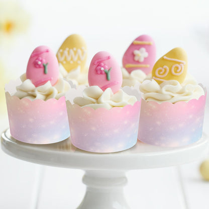 uxcell 50pcs Cupcake Wrappers for Wedding, Paper Baking Cups and Muffins Liners for Birthday Wedding Party Supplies (Gradient Pink)