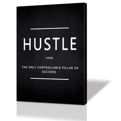 Hustle Wall Art Motivational Quotes Wall Art Decor for Office Bedroom Artwork Framed and Ready to Hang(12×18inch)