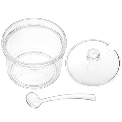 ZEAYEA Set of 6 Clear Acrylic Sugar Bowl, 14 oz Seasoning Box Condiment Pots with Spoon and Lid, Sugar Spice Salt Canister for Home Kitchen, Coffee Bar, Restaurant