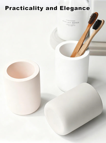 Nature Diatomite Toothbrush Holders for Bathrooms,Drying Stone Electric Toothbrush Holder, Toothpaste Holder, Water-Absorbent, Hand Made, Toothbrush Organizer for Bathroom Countertop, White