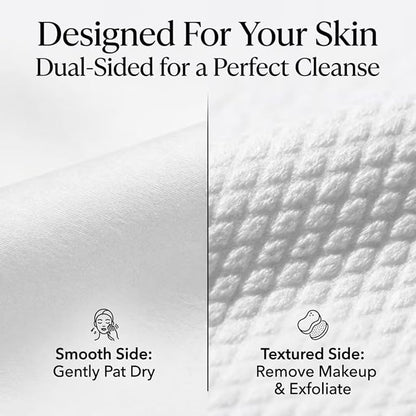 ForPro Disposable Face Towels for Sensitive Skin, XL Dry Wipes Makeup Remover, Ultra Soft Lint-Free Viscose Face Cloths, Chemical-Free Biodegradable Facial Towelettes, Vegan & Cruelty-Free, 50-Count