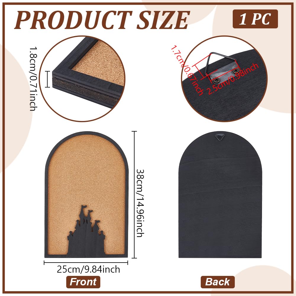 BENECREAT 15x10 Inch Castle Pin Board Corkboard, Arch Design Brooch Display, Wall Mountable Bulletin Board for Office Home Decor