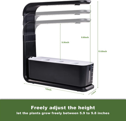 Elevon Hydroponic Growing System, 12-Pod Indoor Garden with LED Grow Light & Height-Adjustable Stand, Quiet Smart Pump Germination Kit, Fresh Harvest Hydroponic Planter for Herbs/Vegetables, Black