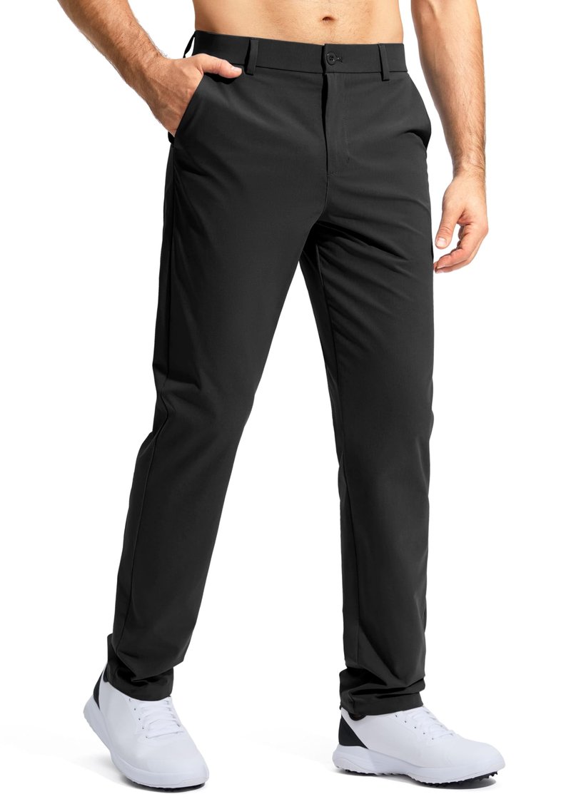 Pudolla Men's Golf Pants Mens Dress Slacks Pants Stretch Work Comfy Pants 32 Quick Dry Casual Trousers with Pockets(Black 36Wx32L)