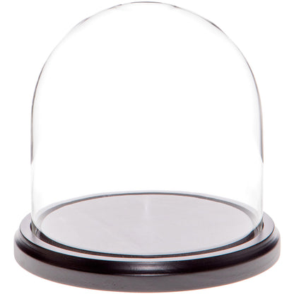 Plymor 5.5" x 5.5" Glass Display Dome Cloche (Black MDF Wood Base)