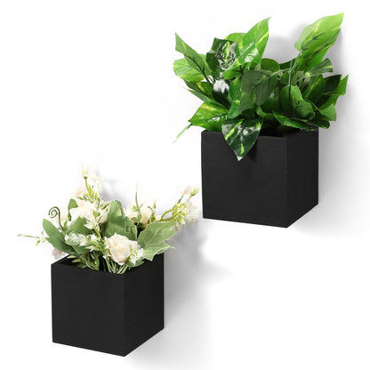 SiliFine 2 Pack Wall Flower Vase Wood Vases for Flowers Wall Planter Box Square Wood Decor Plants Pocket for Outdoor Plants Dried Flowers Greenery Hanging Vase Country Rustic Home Decor