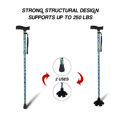 LIXIANG Walking Cane with Replacement Base-Folding Cane,Adjustable Colorful Walking Stick for Men & Women with Comfortable T-Handle,Stylish Balancing Mobility Aid.