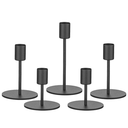 Smtyle Black Candlestick Holders Metal Taper Candle Holders Set of 5 Candle Stick Holder for Wedding Dinning Table Certerpiece Festive Party