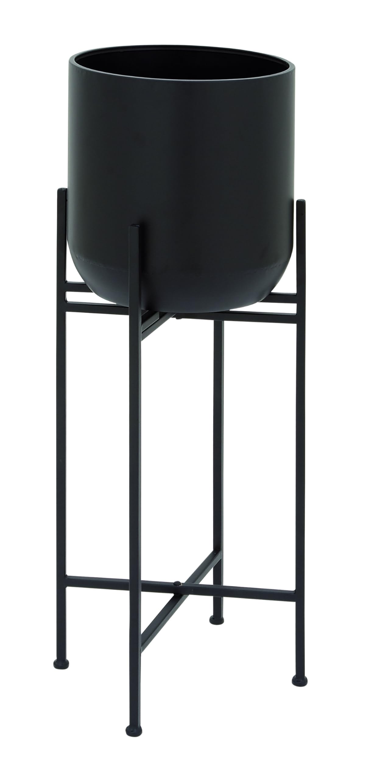Deco 79 Metal Indoor Outdoor Planter Tall Large Planter Pot with Removable Stand, Planter 12" x 12" x 36", Black