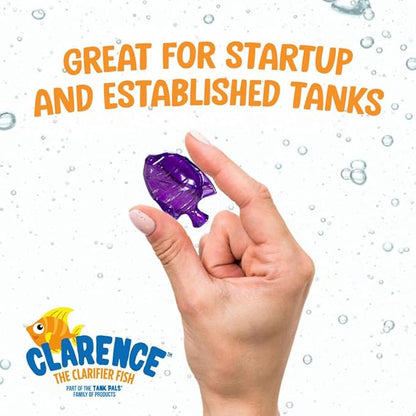 Clarence the Clarifier Fish - 2 pk, Purple - Aquarium Treatment, Clear Cloudy Fresh-Saltwater, Fish-Plant Safe, 10gal Tank Maintenance Each