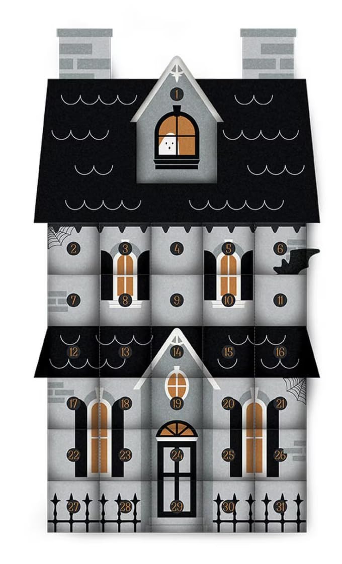 Riley Blake Frank and Friends Haunted House Countdown Felt Panel by My Mind’s Eye | Halloween Advent Calendar Sewing Kit | Preprinted Felt Panel 28 1/4" x 68 1/2" | Finished 16.5" x 30"
