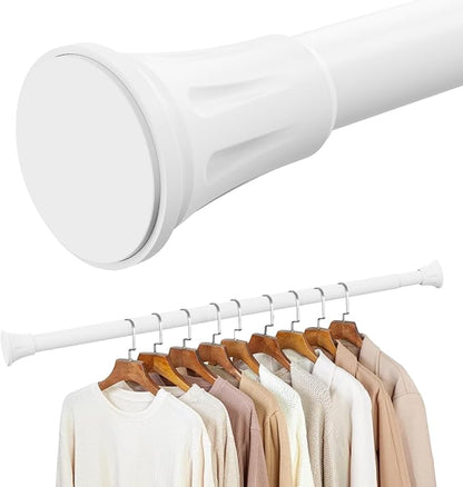 1.1 Inch Diameter Tension Closet Rods for Hanging Clothes 32-97 Inch, Adjustable Pole Closet to Hang Clothes, Heavy Duty Closet bar for Wardrobes with No Drilling Holder, White