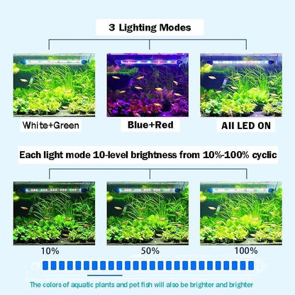 Submersible Aquarium Light for Fish Tank,Full Spectrum Fish Tank Light with Timer Auto On/Off, LED Aquarium Light Bar 3 Lighting Modes Dimmer Adjustable Brightness,23.2inch (with timer&dimmer)