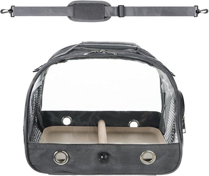 Small Bird Travel Carrier Cage Portable Bird Parrot Parakeet Cockatiel Travel Carrier Bag Lightweight Birds Backpack with Standing Perch and Stainless Tray for Vet Visit Side Access Window