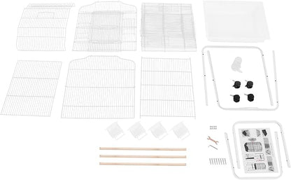 54in Metal Bird Cage Large Parakeet Cages for Parrot, Cockatiel, Lovebird, Pigeon Pagoda Bird House with Rolling Stand,Feeding Bowls & Waterer (White-54in)
