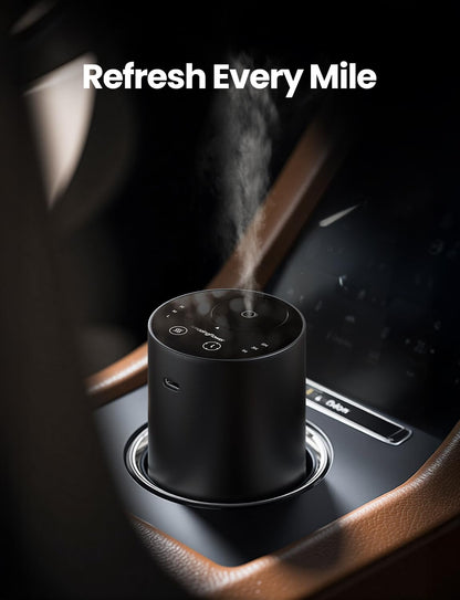 Waterless Essential Oil Diffuser, Rechargeable Scent Diffusers with 3 Mist Levels & Timers, Portable Aromatherapy Diffuser for Home Car Room Studio Office, Black Metal