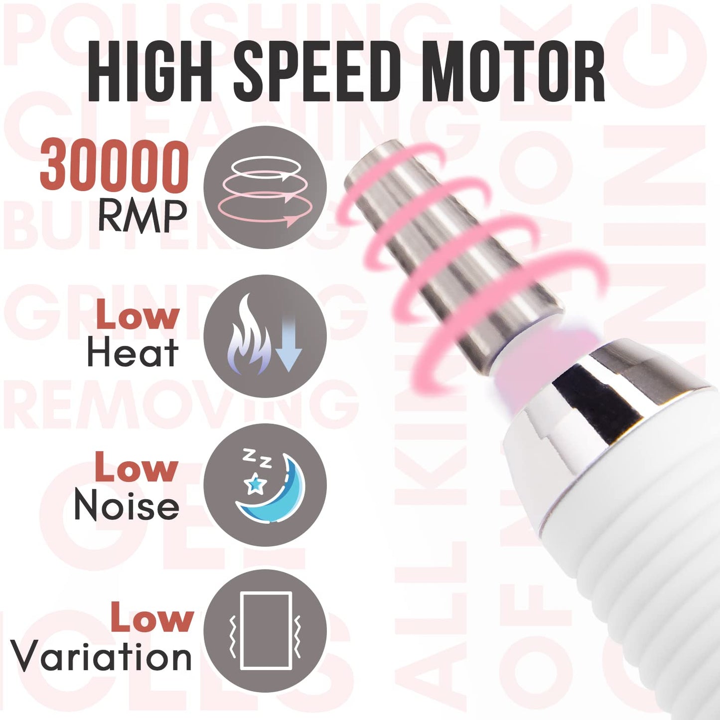 Makartt Nail Drill Professional: 60W 35000RPM Electric Nail File with Coreless Motor, 2 in 1 Desktop & Portable, Drill Bits and LCD Display for Acrylic Gel Nails, Nouvella Pink