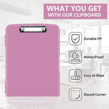 SFLHHDM Purple Clipboard with Storage, Clip Boards 8.5x11, Plastic Clipboard with Pen Holder, Teacher Clip Board, Clipboards Organizer for Women Teachers Work, School & Office Supplies